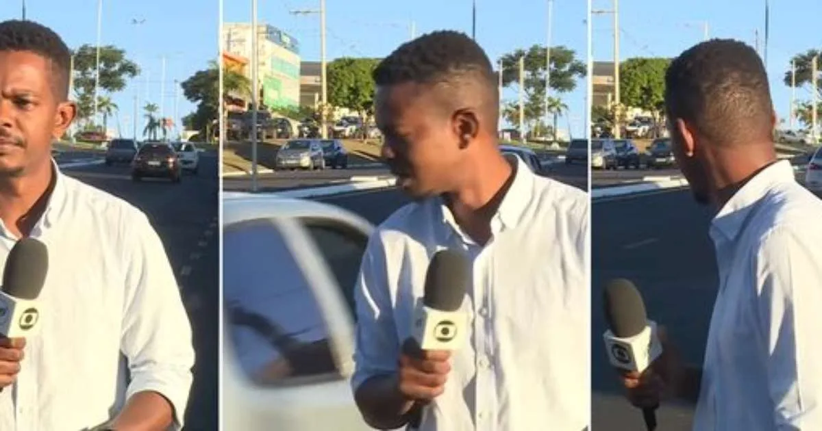 Repórter da Globo toma 'susto' com manobra de carro durante gravação; veja vídeo