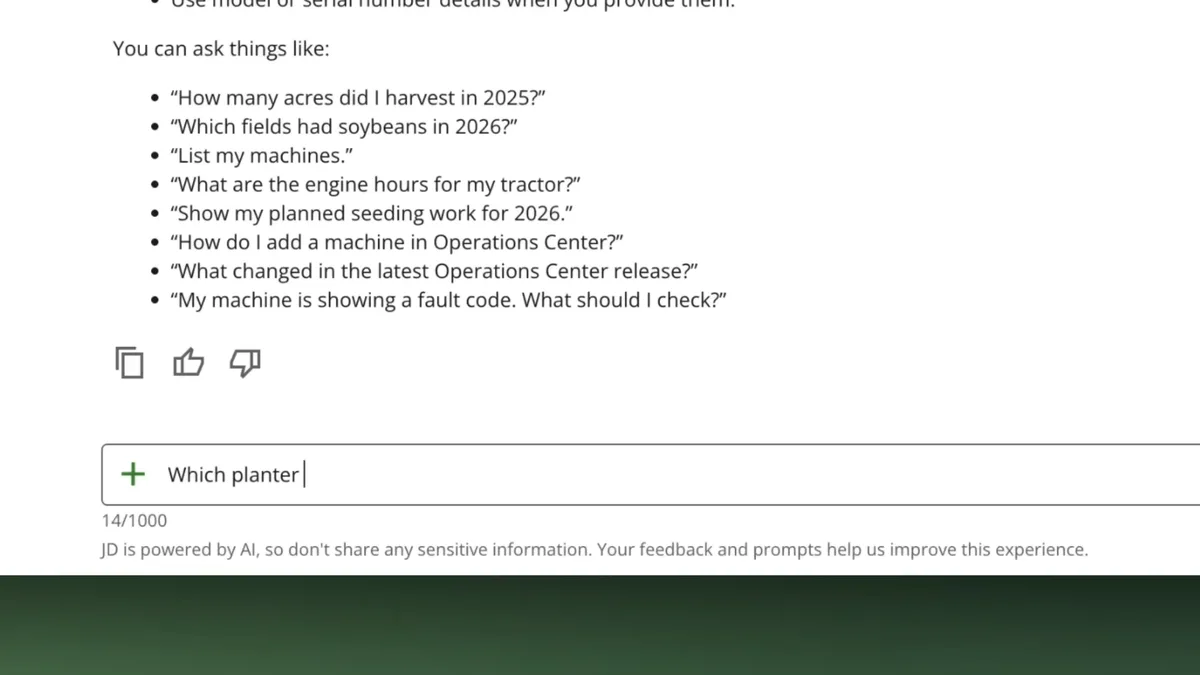 John Deere launched an AI chatbot for farmers