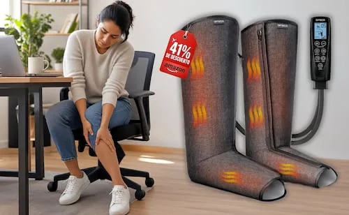 RENPHO Masajeador de piernas con calor y compresión; la solución definitiva para el cansancio y la hinchazón