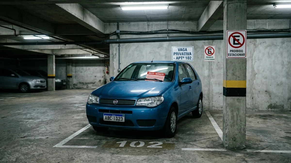 Motorista estaciona em vaga do próprio condomínio e recebe multa porque visitante deixou outro carro no espaço por menos de meia hora