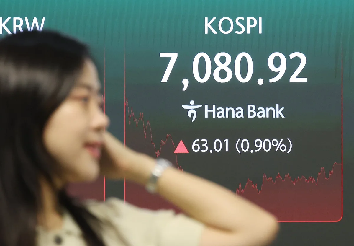 秋夕連休前に売り物殺到、KOSPI7000台維持