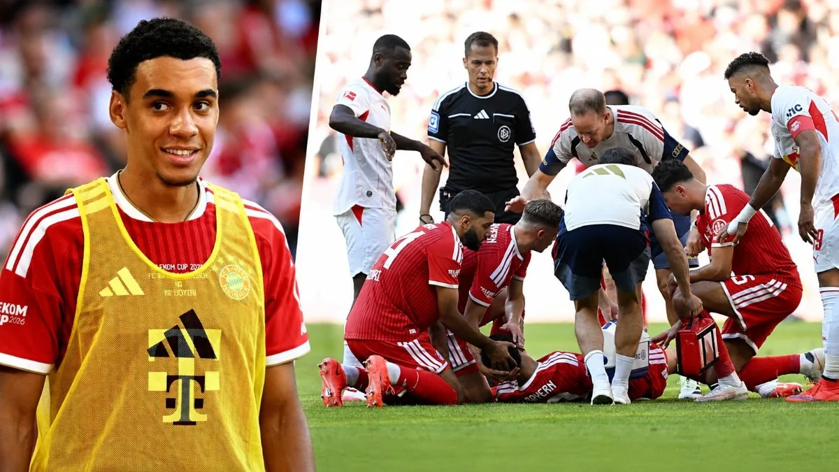 Jamal Musiala collapses on field during Bayern Munich friendly, sparking concern