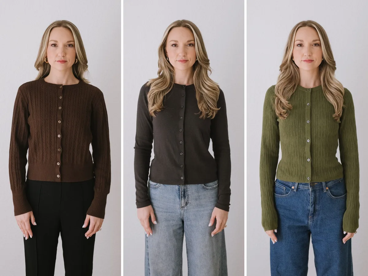 I bought cardigans from Old Navy, Gap, and Banana Republic. They were all nice, but I'll be wearing one all season long.