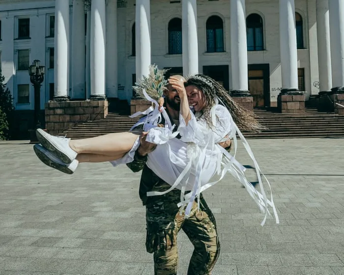 Love under anti-drone nets: Ukrainian couple wed in Kramatorsk combat zone