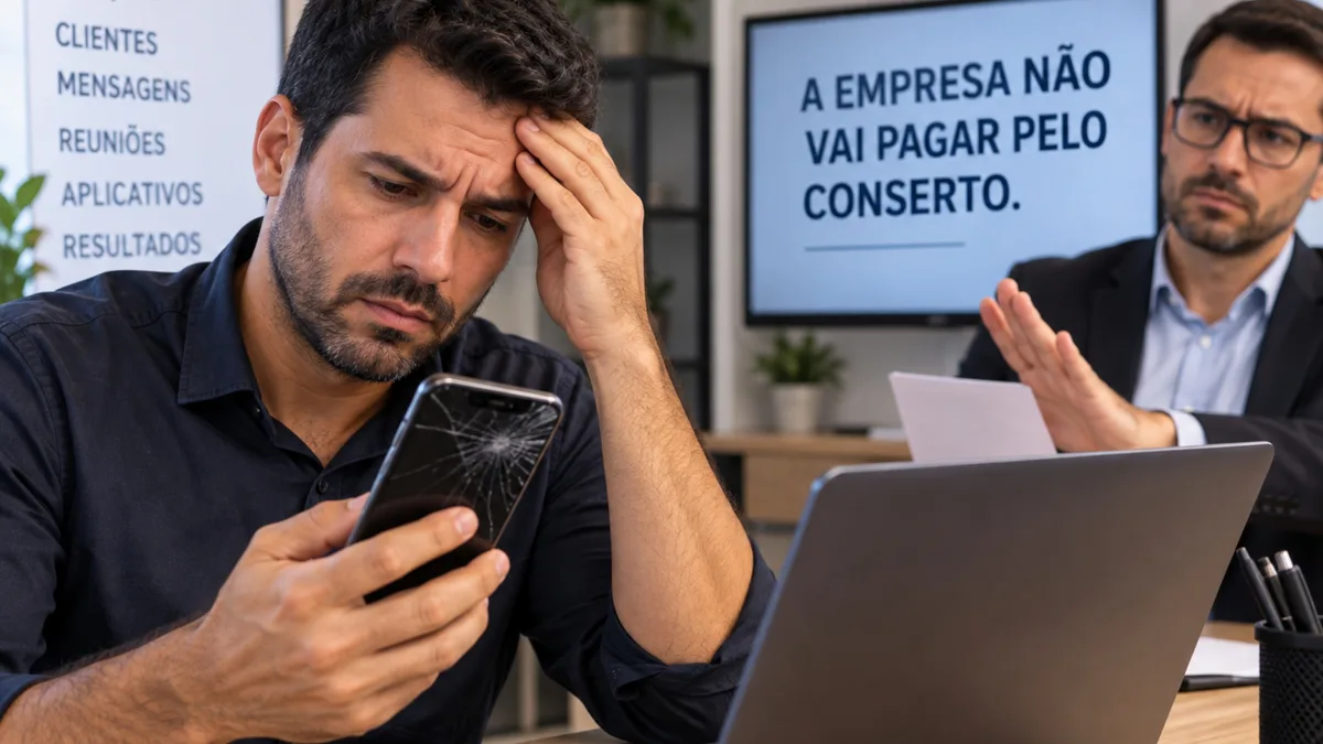 Funcionário trabalha há oito anos usando o próprio celular para atender clientes e, depois que aparelho quebra, empresa informa que não vai pagar pelo conserto