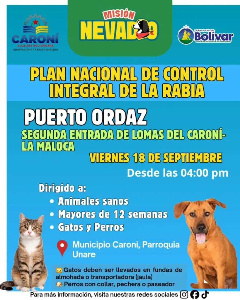 Realizarán control de la rabia en Lomas del Caroní