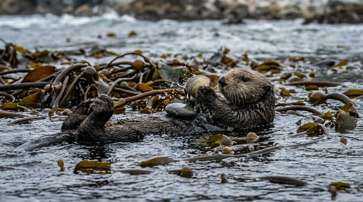 O animal que usa pedras para quebrar conchas e transformar objetos encontrados no fundo do mar em ferramentas