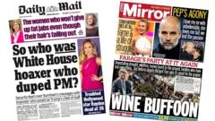 The Papers: 'Who duped PM?' and 'Pep's agony'