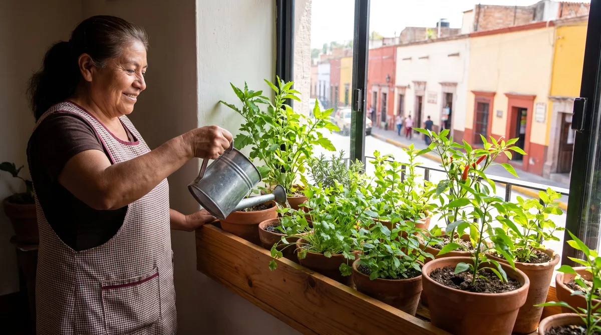 Cómo crear un mini huerto en la ventana con hierbas tradicionales mexicanas