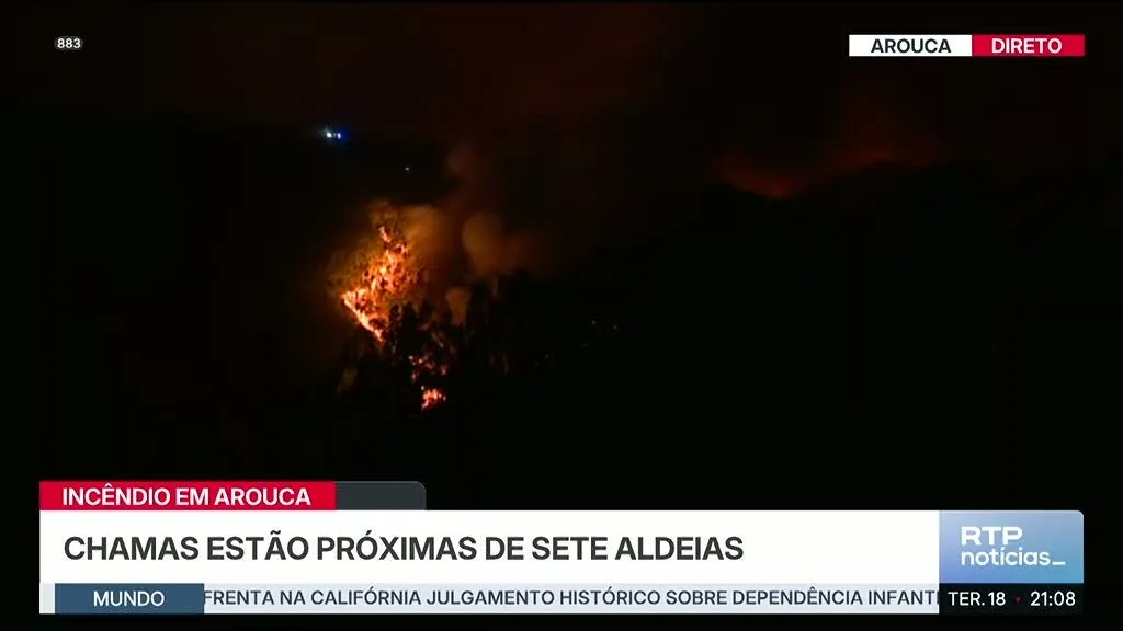 Incêndio em Arouca sem previsão de ser dominado esta noite