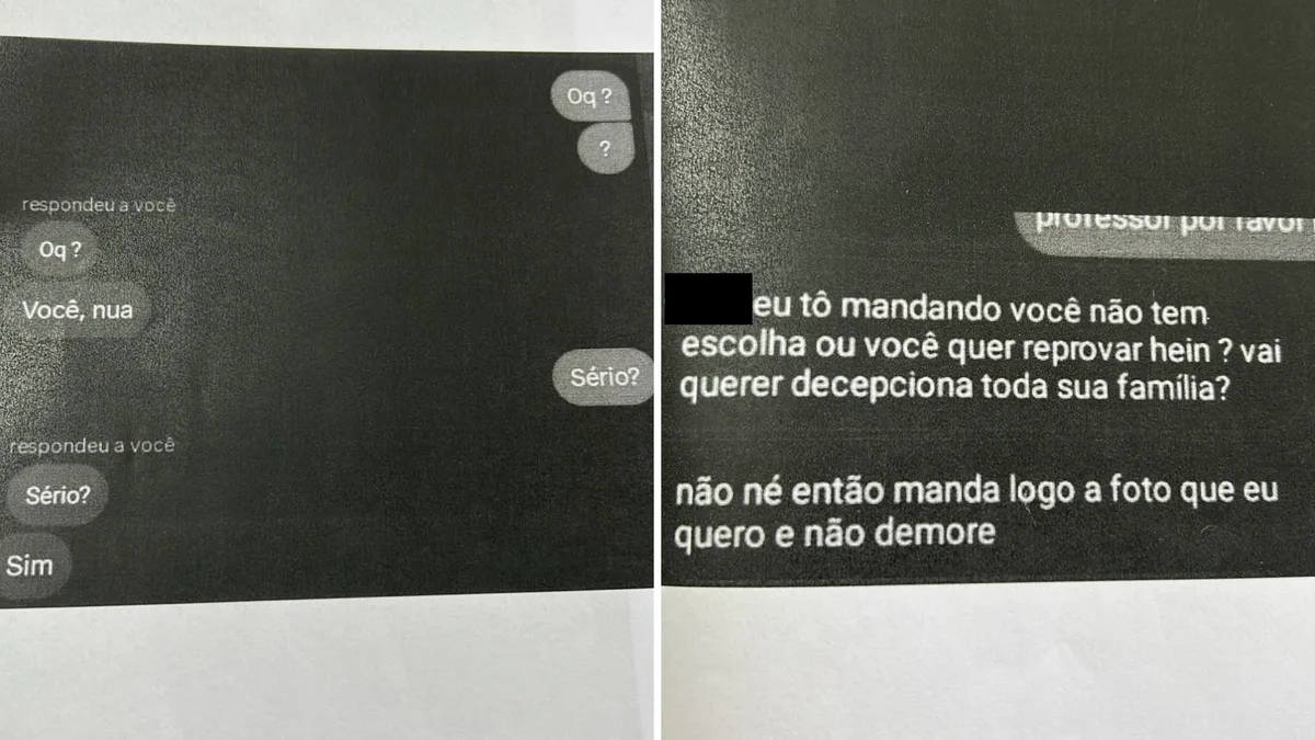 Professor do Paraná que 'exigiu' fotos de adolescente nua ameaçou reprová-la após ela negar imagens; PRINTS