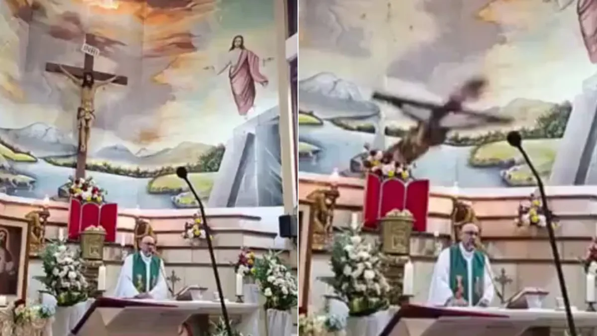Conmoción en Ecuador: sacerdote murió tras caerle encima una enorme cruz mientras oficiaba una misa (VIDEO)