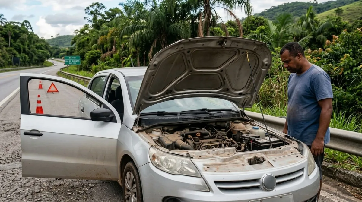 Motorista identifica luz de injeção do carro acesa no painel, após 3 dias a luz se apaga sozinha e então decide ignorar o alerta, achando que está tudo certo, após 1 mês o carro tem falha no meio da rodovia e condutor precisa chamar um guincho