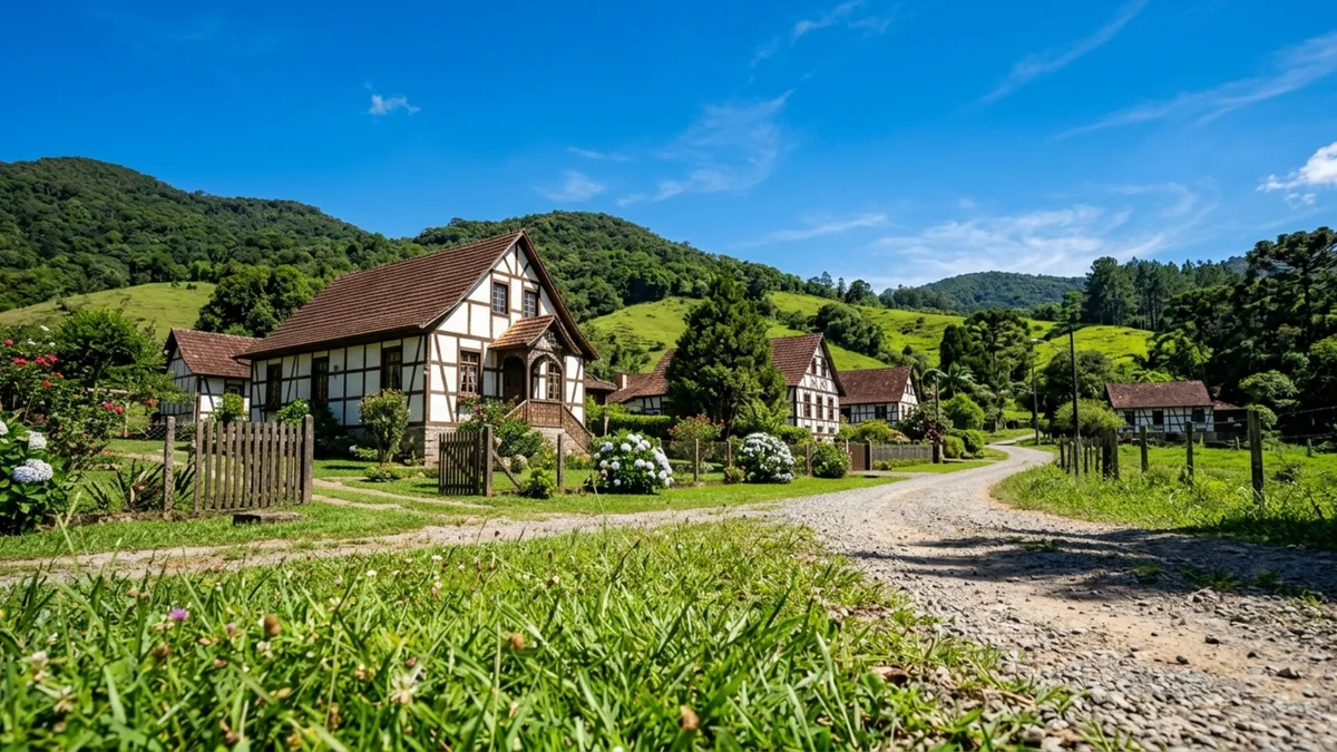 50 casas erguidas sem um único prego ao longo de 16 km: a cidade do interior catarinense que virou destino turístico por lei federal e já tinha selo da ONU