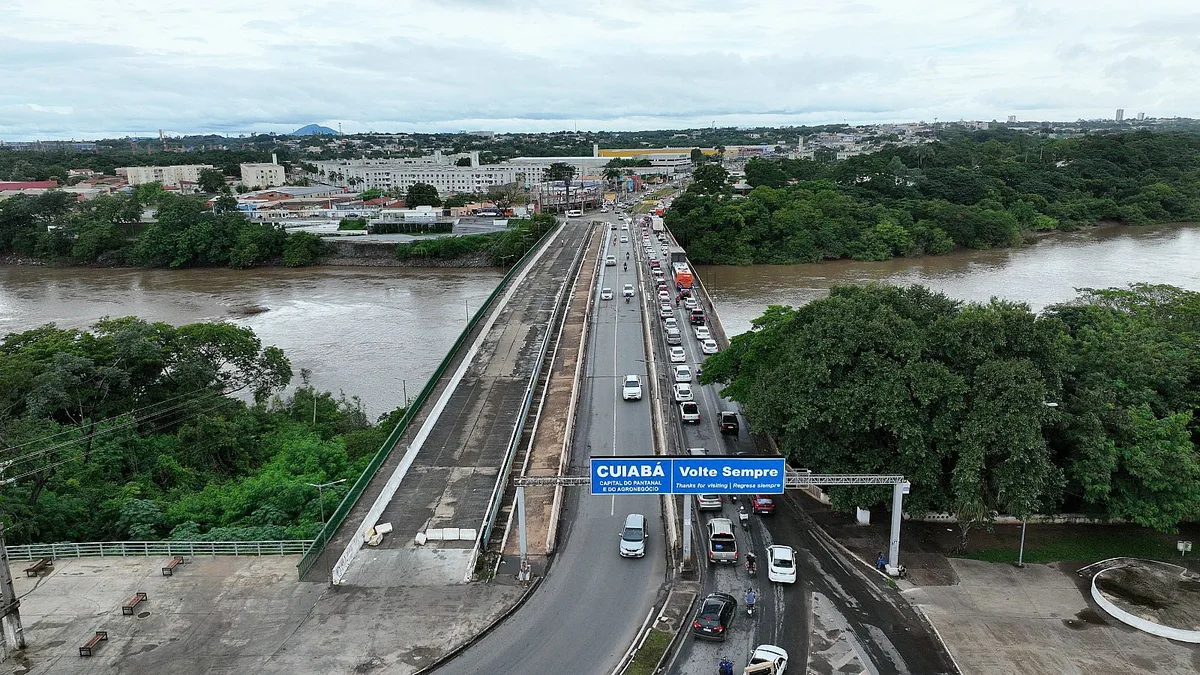Ponte será interditada neste fim de semana para obras do BRT em Várzea Grande (MT); veja rotas alternativas