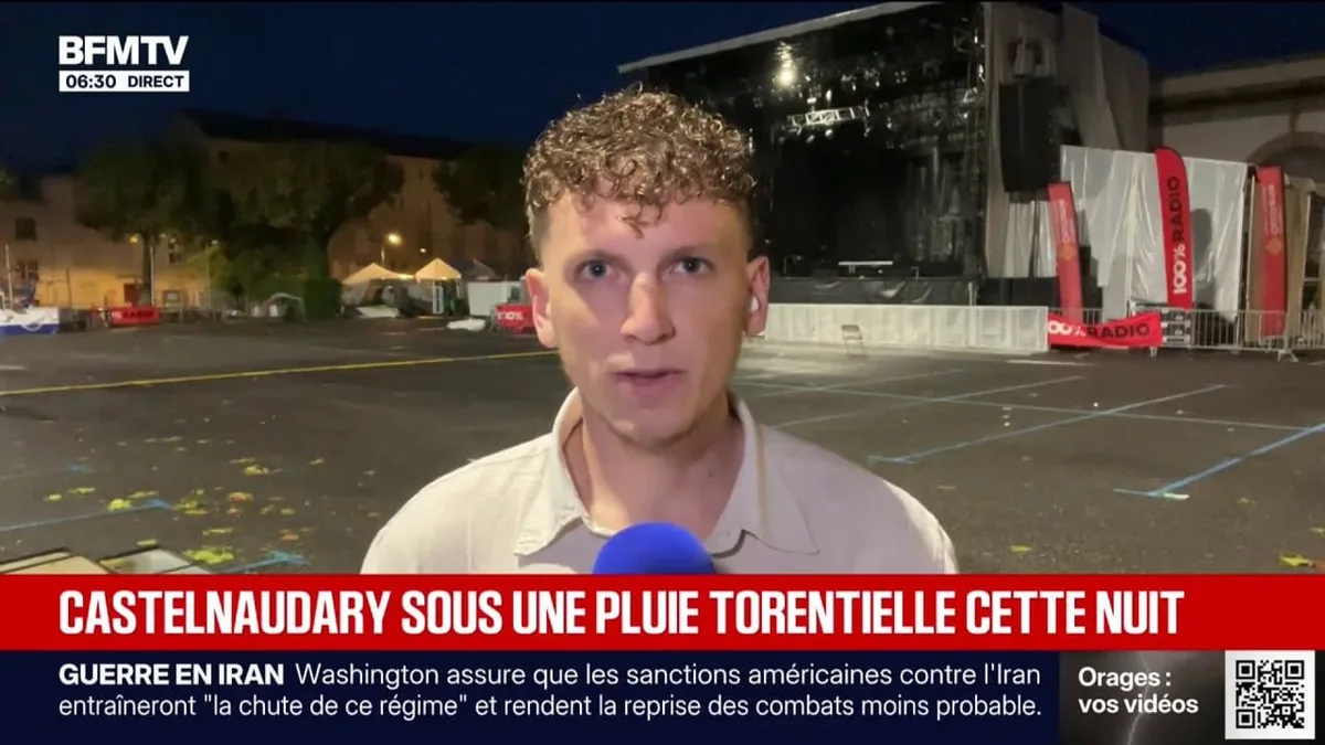 Castelnaudary sous une pluie torrentielle cette nuit