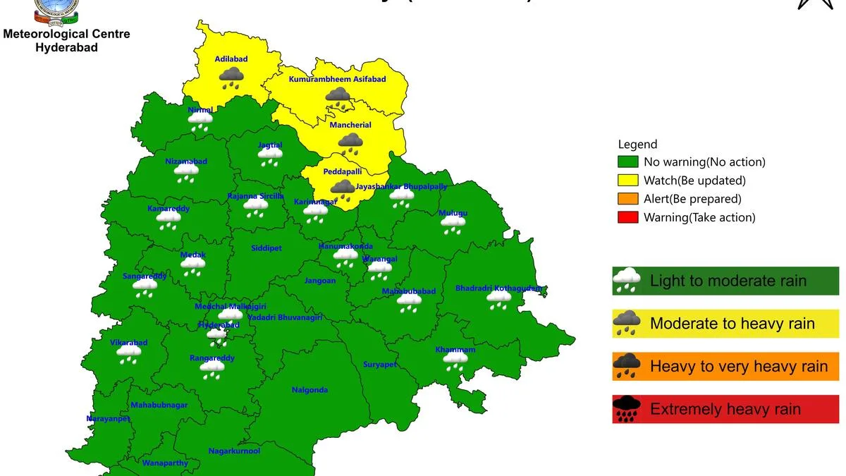 IMD forecasts heavy rainfall in four Telangana districts on September 13