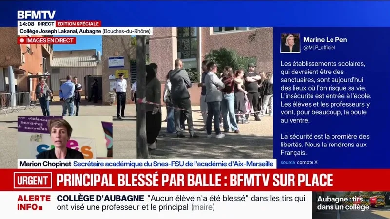 Principal blessé par balle à Aubagne: le Snes-FSU de l'académie d'Aix-Marseille rapporte que "l'élève n'est pas un élève qui posait problème"