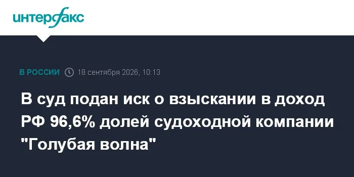 В суд подан иск о взыскании в доход РФ 96,6% долей судоходной компании "Голубая волна"
