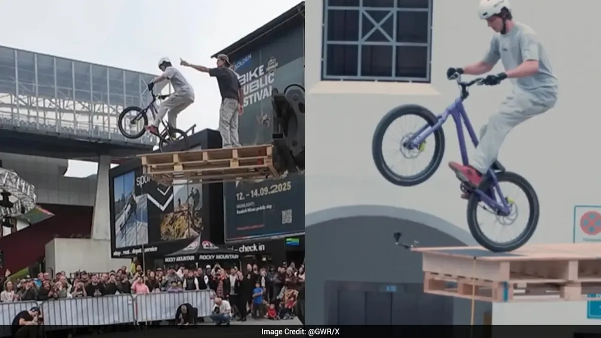 Man Sets Record For Highest Vertical Drop On A Bicycle Onto A Target