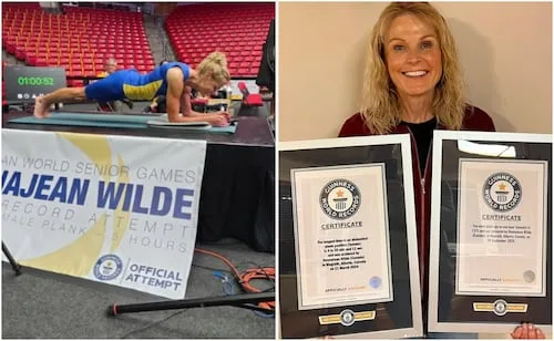 VIDEO: Atleta canadiense de 61 años rompe récord mundial a la "plancha abdominal más larga"; así lo logró