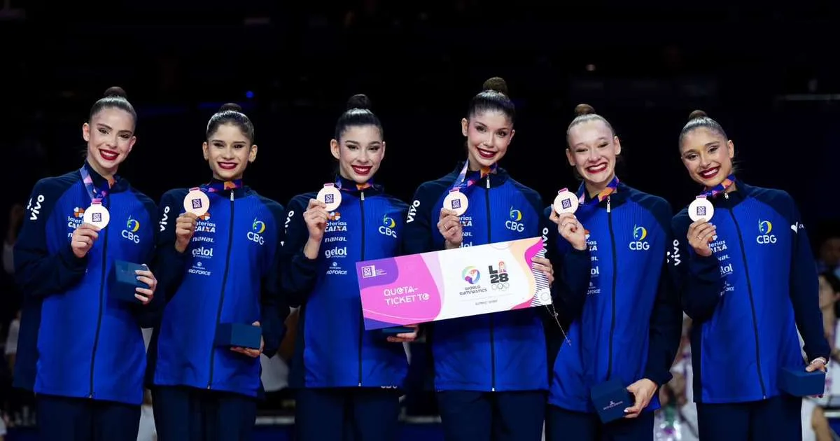 Brasil é bronze no conjunto do Mundial de ginástica rítmica e garante vaga nas Olimpíadas