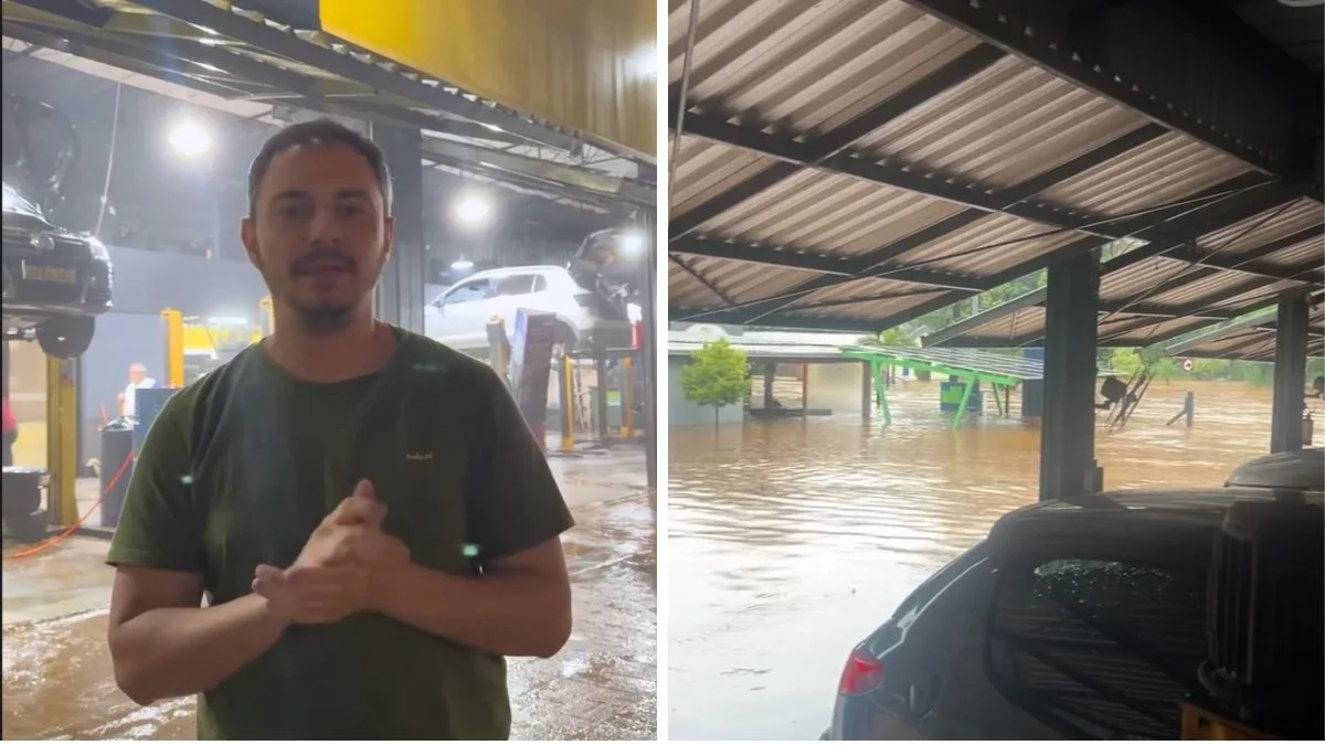 ‘Isso a gente recupera’: empresário se emociona após enchente destruir loja em SC