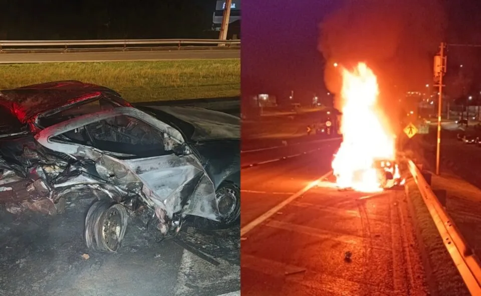 Vítima morre carbonizada e motorista é preso após acidente fatal com incêndio na BR-116