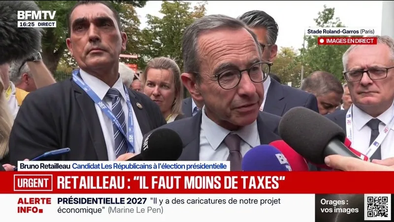 Présidentielle 2027: "Le travail doit toujours plus payer", déclare Bruno Retailleau (LR), en marge du débat au Medef