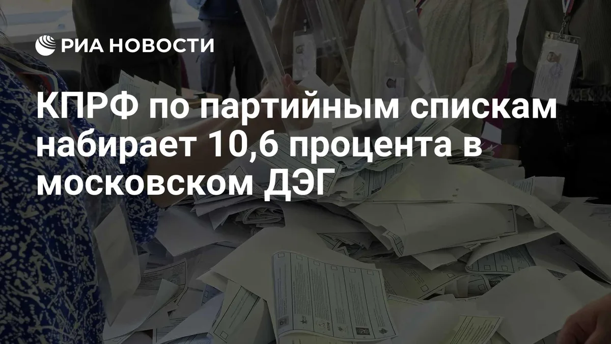 КПРФ по партийным спискам набирает 10,6 процента в московском ДЭГ