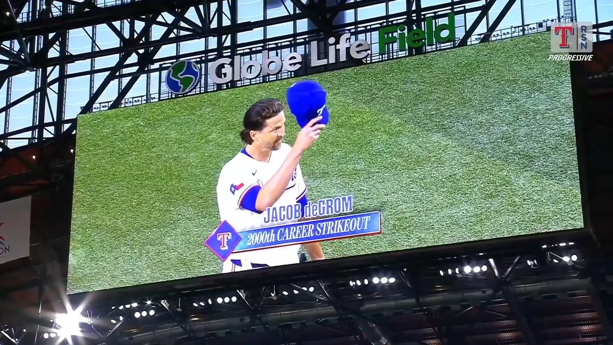 Rangers’ DeGrom punches 2,000th strikeout, becomes fastest RHP to reach mark