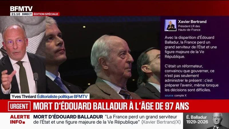 Mort d'Édouard Balladur à l'âge de 97 ans - 31/08
