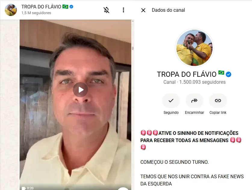 Enquanto canal ligado a Lula enfrenta suspensão, ‘Tropa de Flávio’ divulga fake news