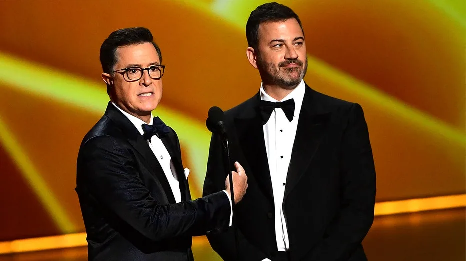 Stephen Colbert emerges from cancellation to urge Emmy voters to select Jimmy Kimmel over own show