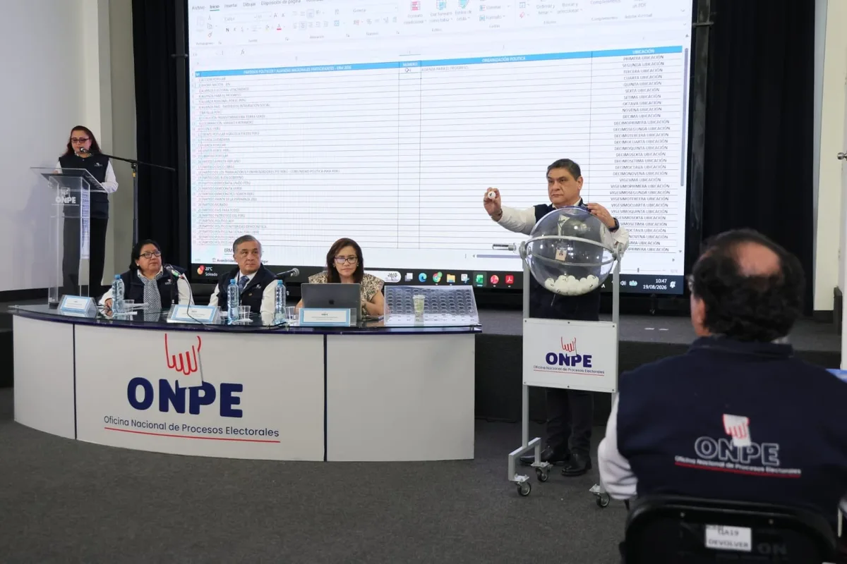 ONPE sorteó el orden de las 46 agrupaciones en la cédula de las ERM 2026: ¿cuál es el orden completo?