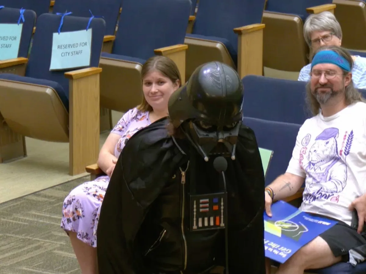 A Darth Vader costume, a poem, and droning noise: Americans get creative to protest Flock cameras and data centers