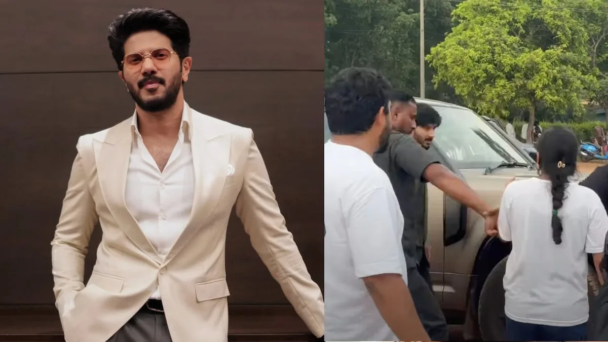 Dulquer Salmaan's Team Tries To Hold Back Female Fans During Sri Sri Shoot In Visakhapatnam