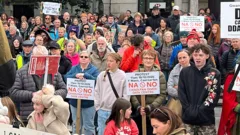 Hundreds protest over data centre plans