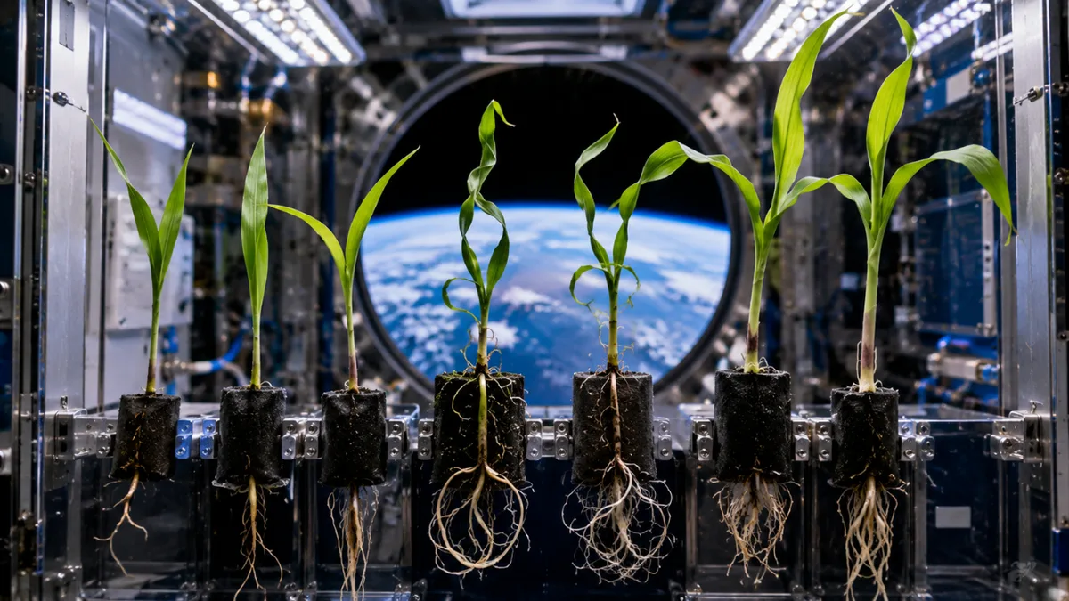 Nasa scientists grew corn in space and found that microgravity changed root and shoot growth