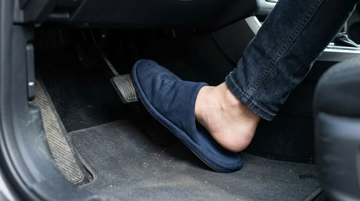 Motorista é multado por dirigir usando chinelo solto e descobre que o problema não é o chinelo, mas se o calçado fica firme nos pés