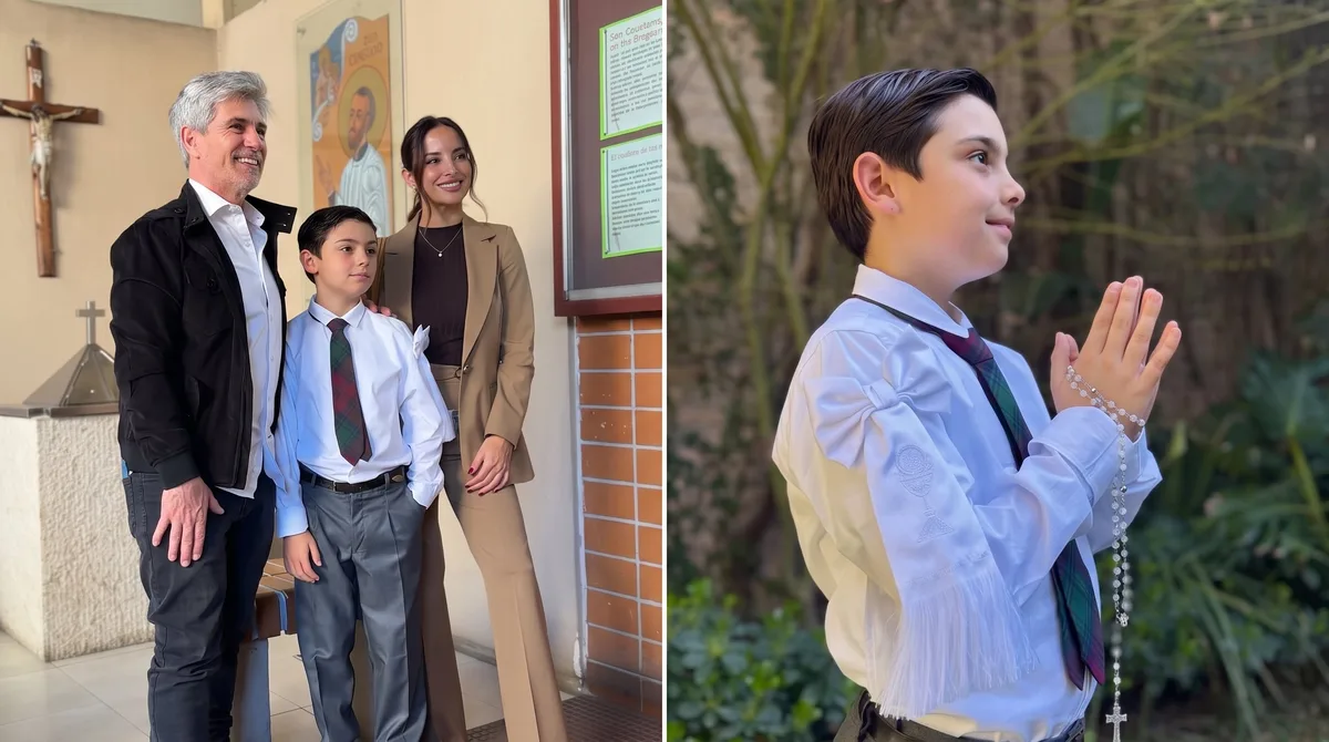Lourdes Sánchez y el Chato Prada festejaron la Primera Comunión de Valentín: "Te amamos hijo querido"