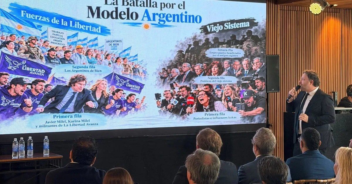 Las filminas del cineasta de Javier Milei y su curiosa charla sobre la "batalla cultural" en Tigre