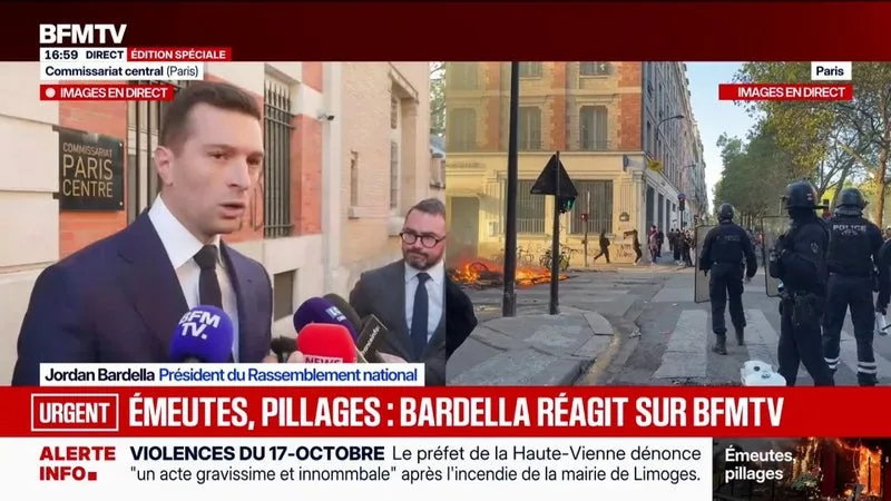 Journée du 17 octobre: "L'ordre n'existe plus aujourd'hui en France", estime le président du RN, Jordan Bardella
