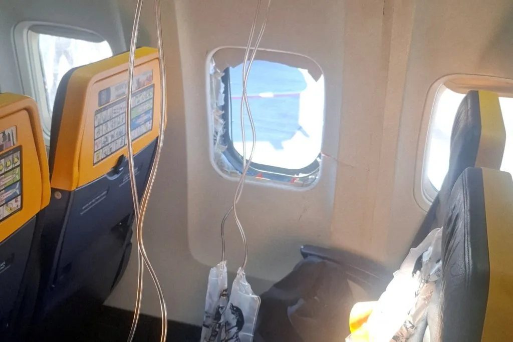 NTSB says broken engine parts shattered Ryanair plane window that a man's head got sucked into