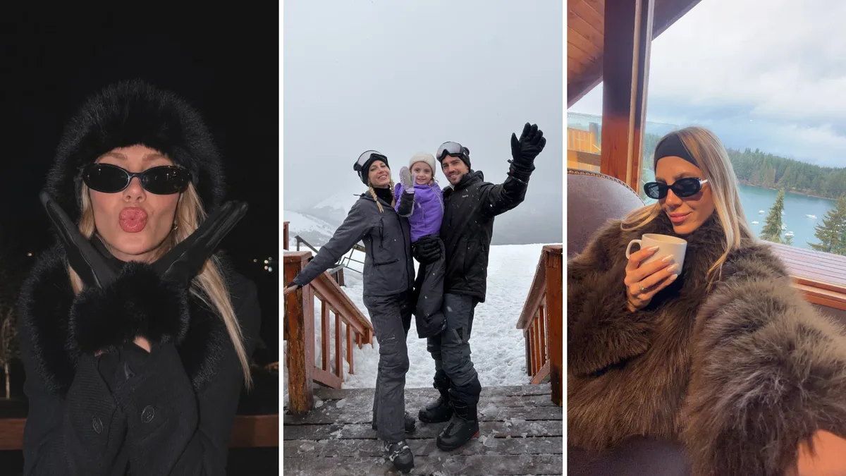 Cande Ruggeri viajó al sur con su esposo y su hija tras el escándalo con Flor Vigna: ski, nieve y lagos