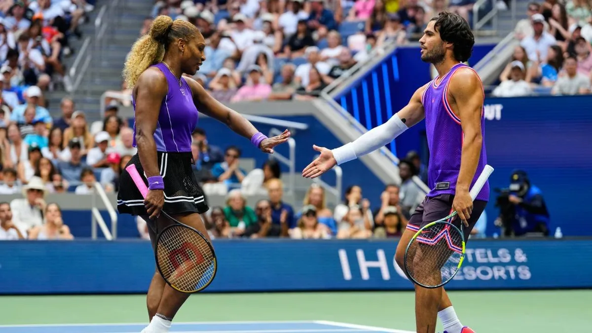 Serena, Alcaraz close out mixed doubles win in impressive fashion