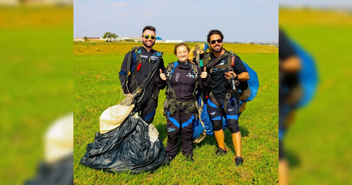 Idosa de 67 anos realiza sonho de saltar de paraquedas em Arapongas