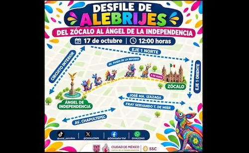 Alerta vial para este sábado 17 de octubre; Rutas y alternativas para el Desfile de Alebrijes Monumentales y la Carrera Panamericana