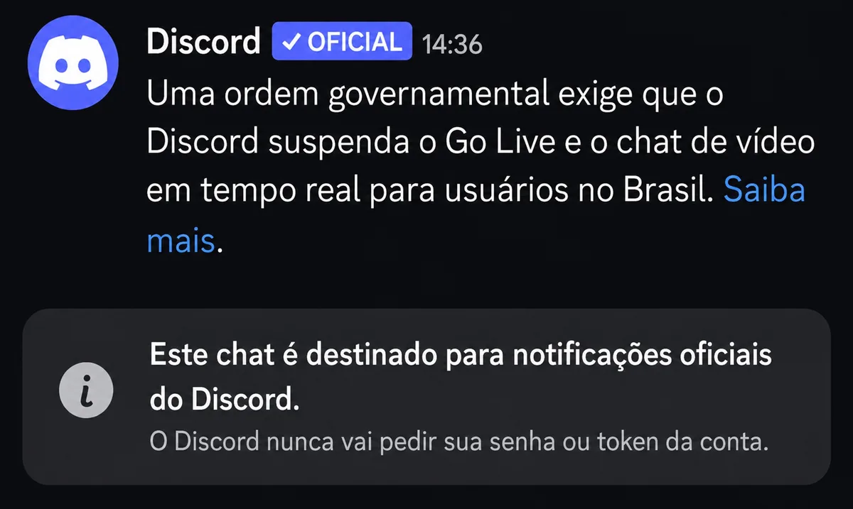 Crusoé: Discord notifica usuários sobre suspensão de lives
