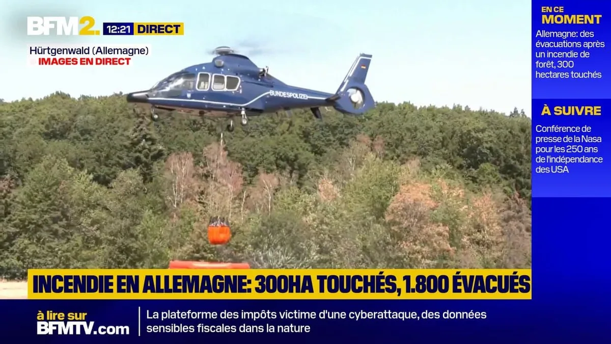Allemagne: incendie de 300 hectares près de la frontière belge, 1.800 personnes évacuées